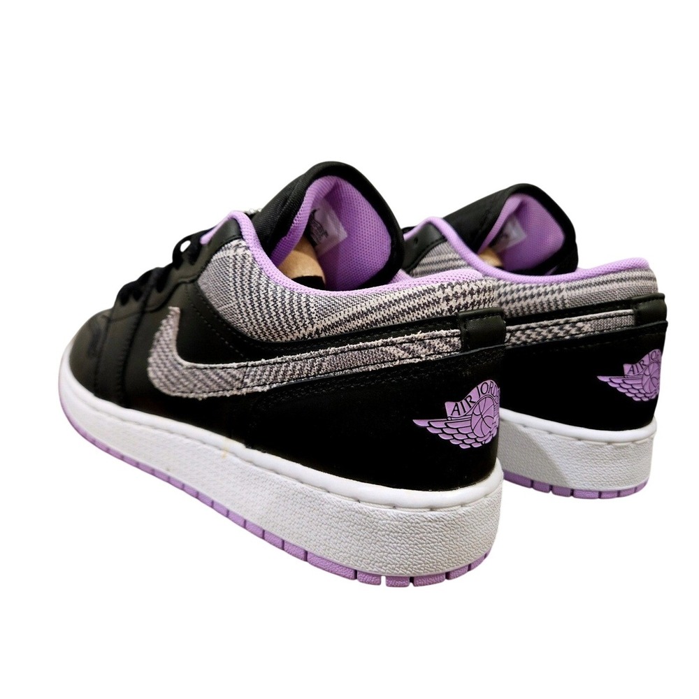 Nike Air Jordan 1 Low Houndstooth Black Lilac GS‎ Size 7Y / Womens 8.5 Sneaker